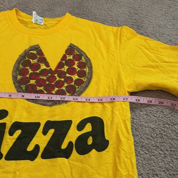 Yellow Kids Pizza Graphic T-Shirt size Large - Picture 3 of 6
